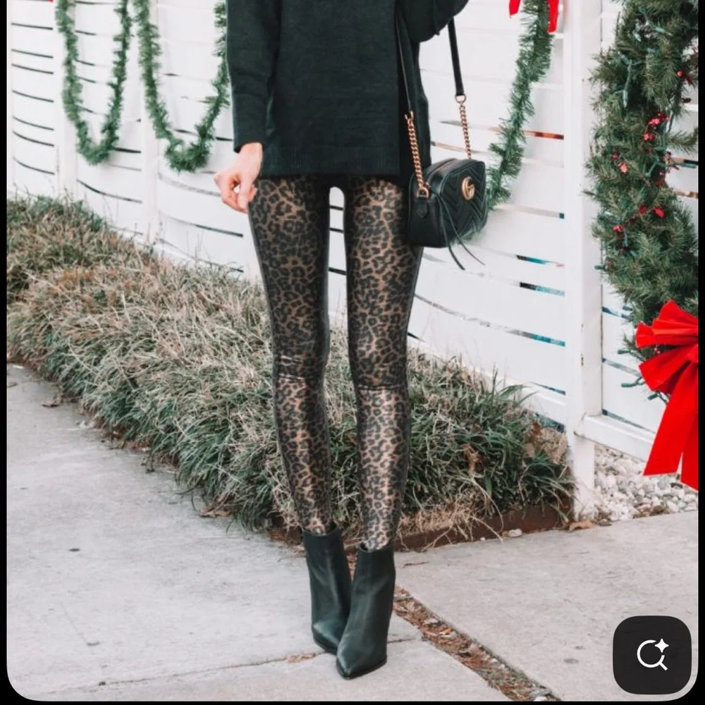 SPANX Leopard Faux Leather Leggings - Picture 7 of 7